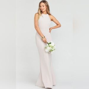 Show me your Mumu Chicago High Neck Gown Show Me The Ring Stretch Crepe NWT